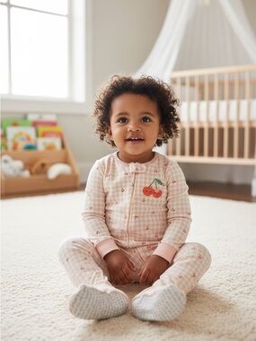 Carter’s Baby Girls Cherry Gingham Footed Sleeper Pajamas NWT Size 24 Months